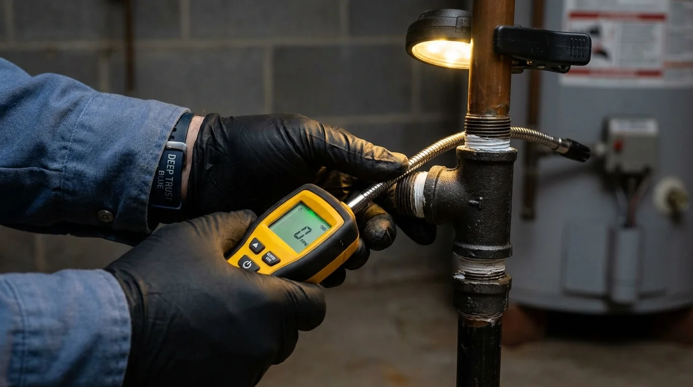 Gas leak detection with electronic sniffer by Johns Plumbing LLC in Broadway