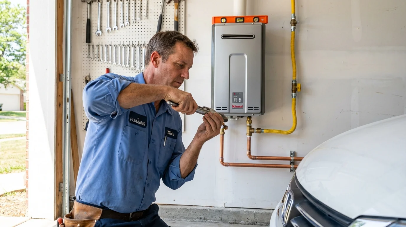 Tankless water heater installation by a Johns Plumbing LLC plumber in Broadway